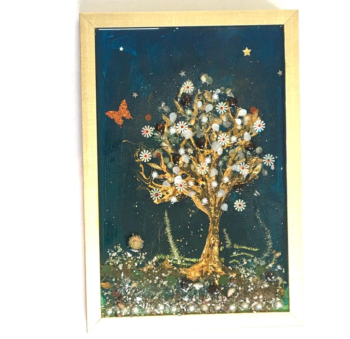 Tree Original painting 3D glass resin art ooak collectable gift