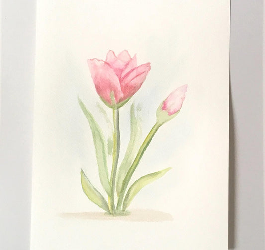 Pink flowers 9x12 inches Original painting watercolor art (not print)