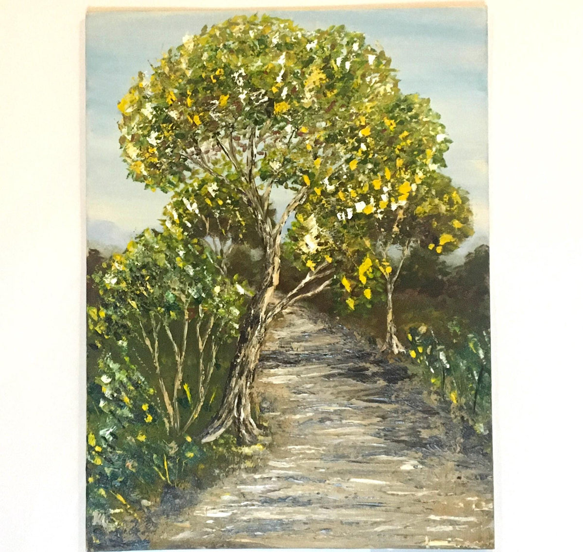 Landscape trees pathway 16x12 inches Original oil painting art wall hanging