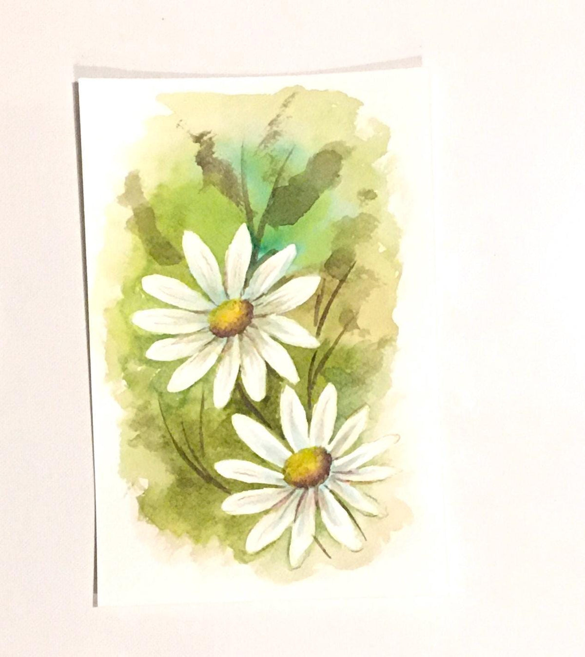Original painting 9x6 inches white daisy watercolor art flowers (not print)