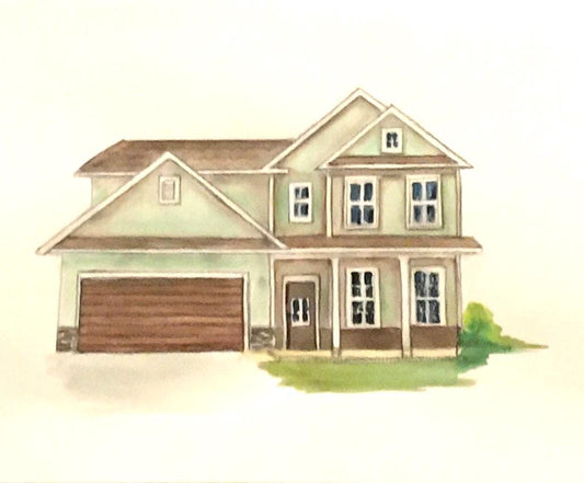 9x12 House building landscape Free shipping Original painting watercolor art (not print)