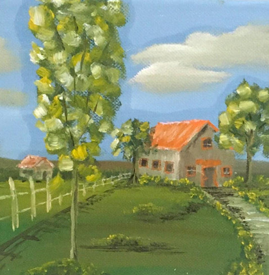 Landscape 6x6 inches Original oil painting art wall hanging