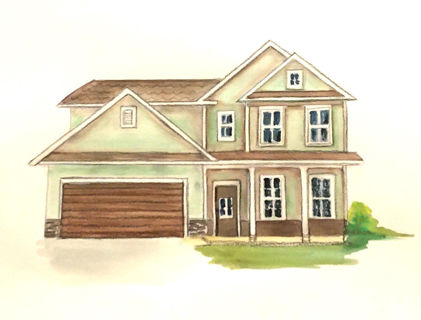 9x12 House building landscape Free shipping Original painting watercolor art (not print)