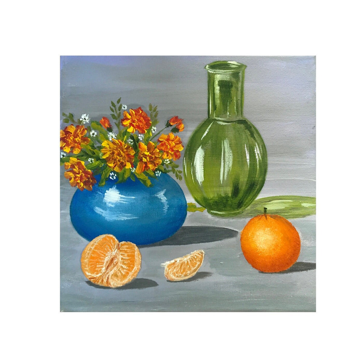 Original oil painting oranges flowers kitchen art ready ooak wall hanging gift