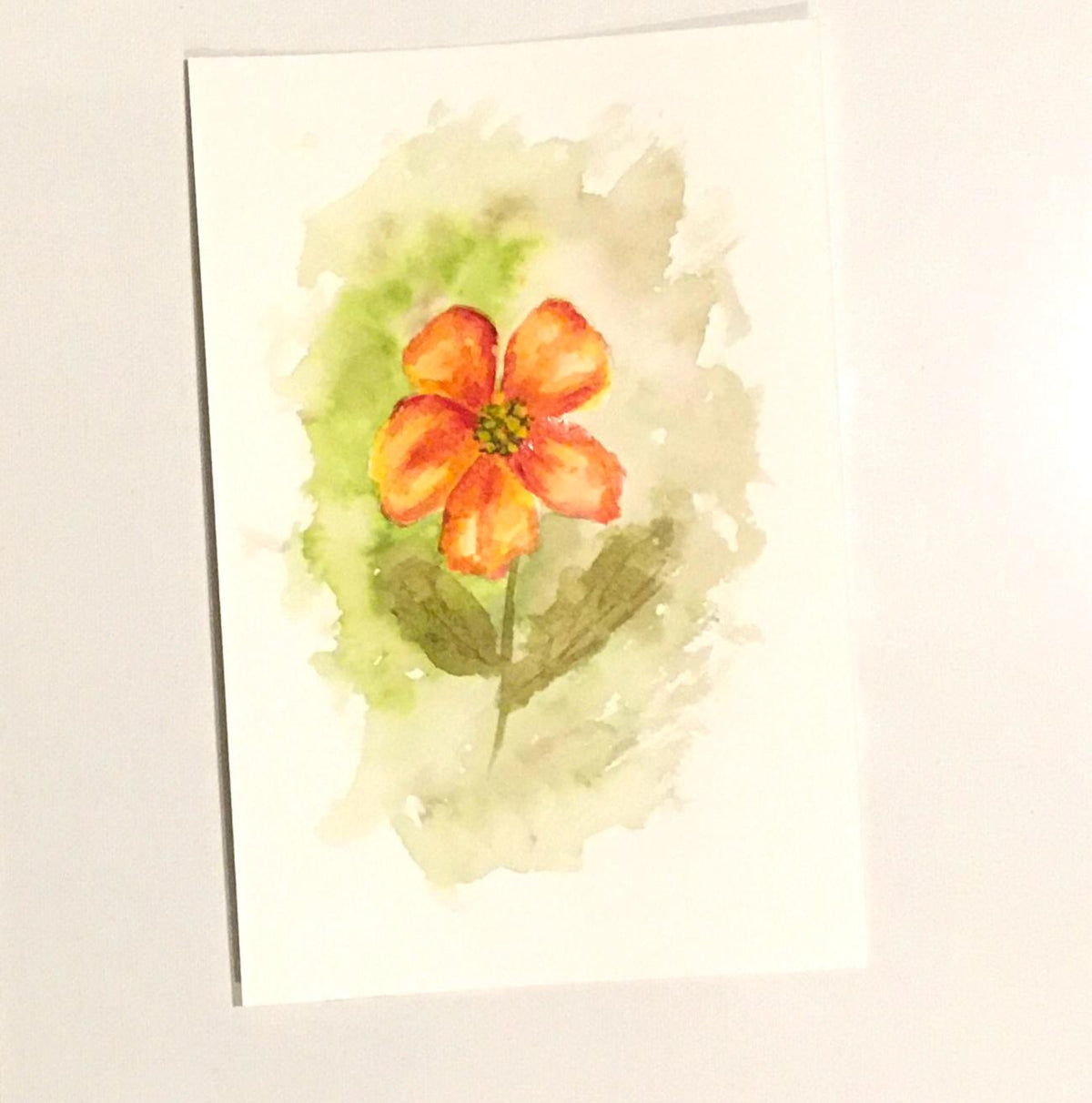Red flower 9x6 inches Original painting watercolor art flowers (not print)