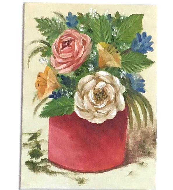 5x7 Original art still life flowers framed oil painting art wall hanging
