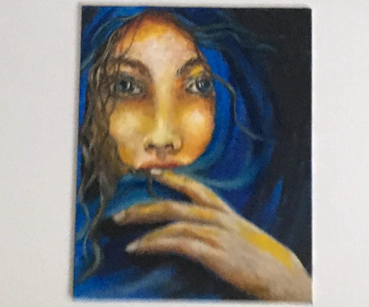 Girl portrait 8x10 inches Original oil painting still life art wall hanging