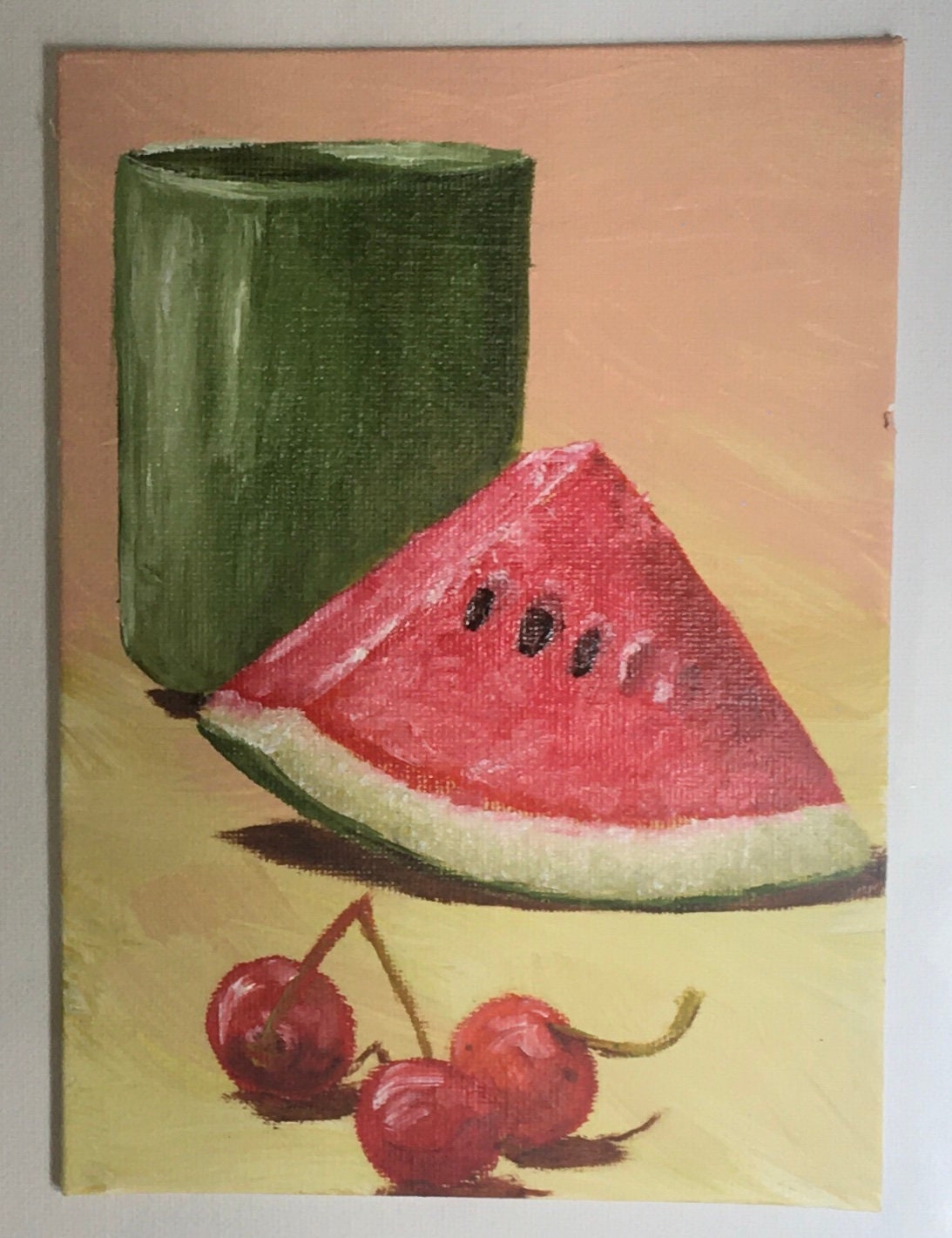 Ready to ship Original art still life watermelon fruits oil painting art wall hanging