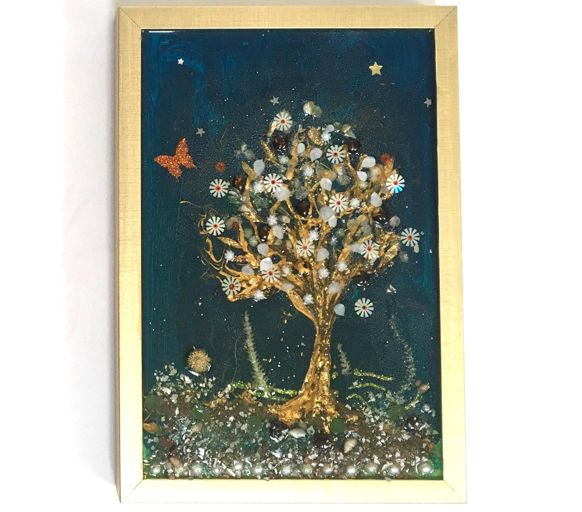 Tree Original painting 3D glass resin art ooak collectable gift