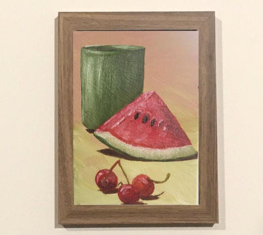 Ready to ship Original art still life watermelon fruits oil painting art wall hanging