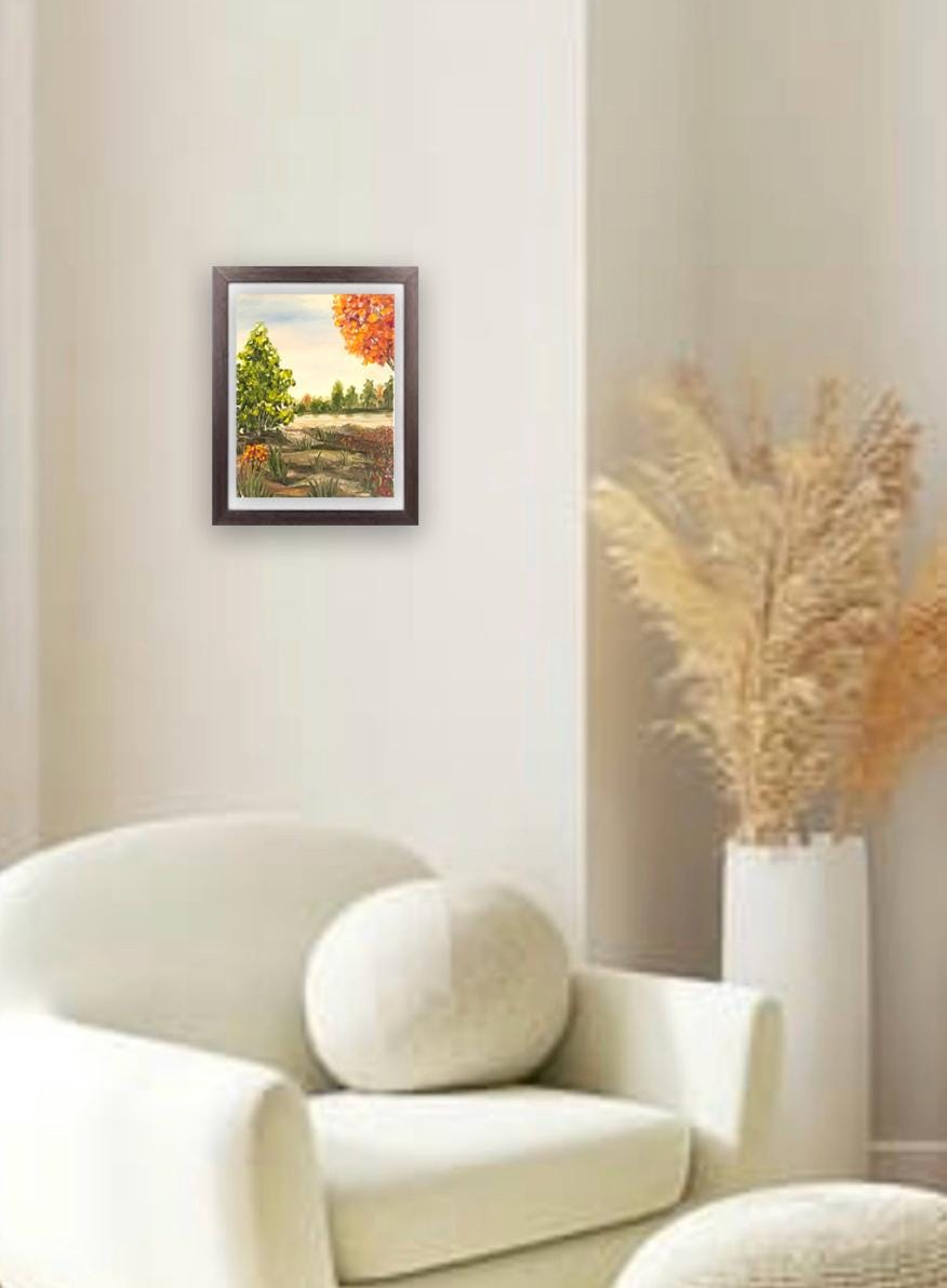 14x16 inches Landscape outdoor trees Original oil painting art wall hanging
