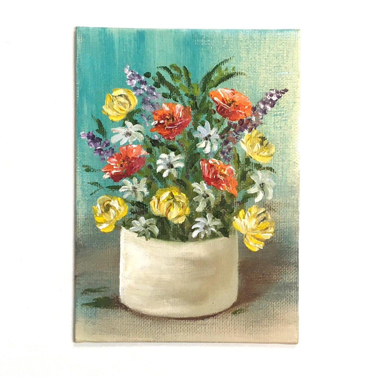 5x7 Original art still life flowers framed oil painting art wall hanging