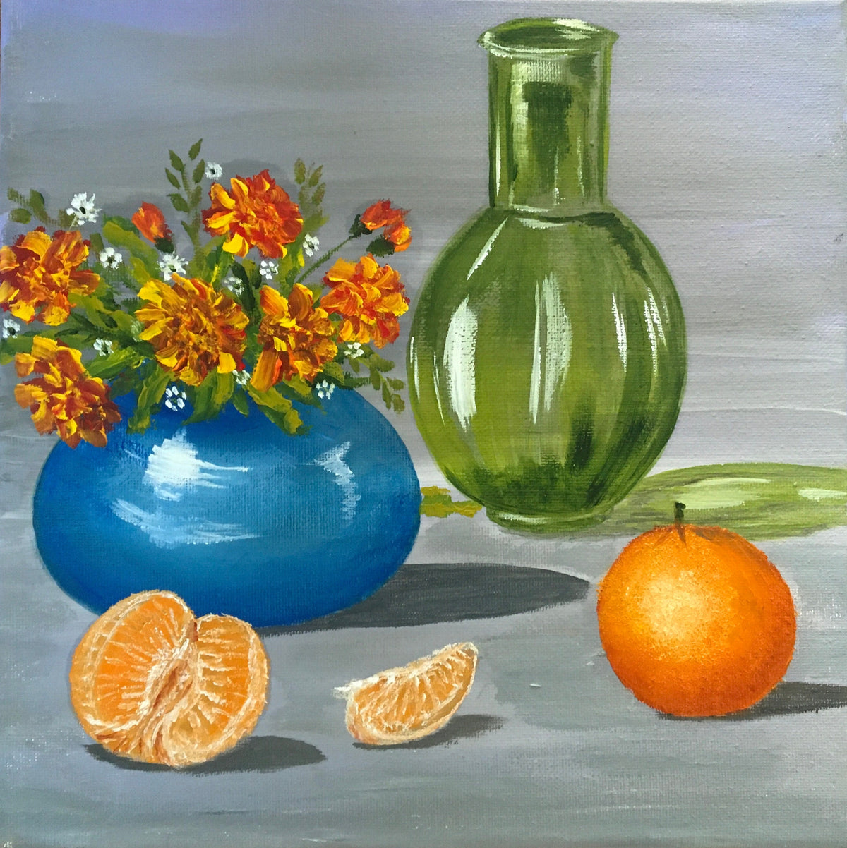 Original oil painting oranges flowers kitchen art ready ooak wall hanging gift