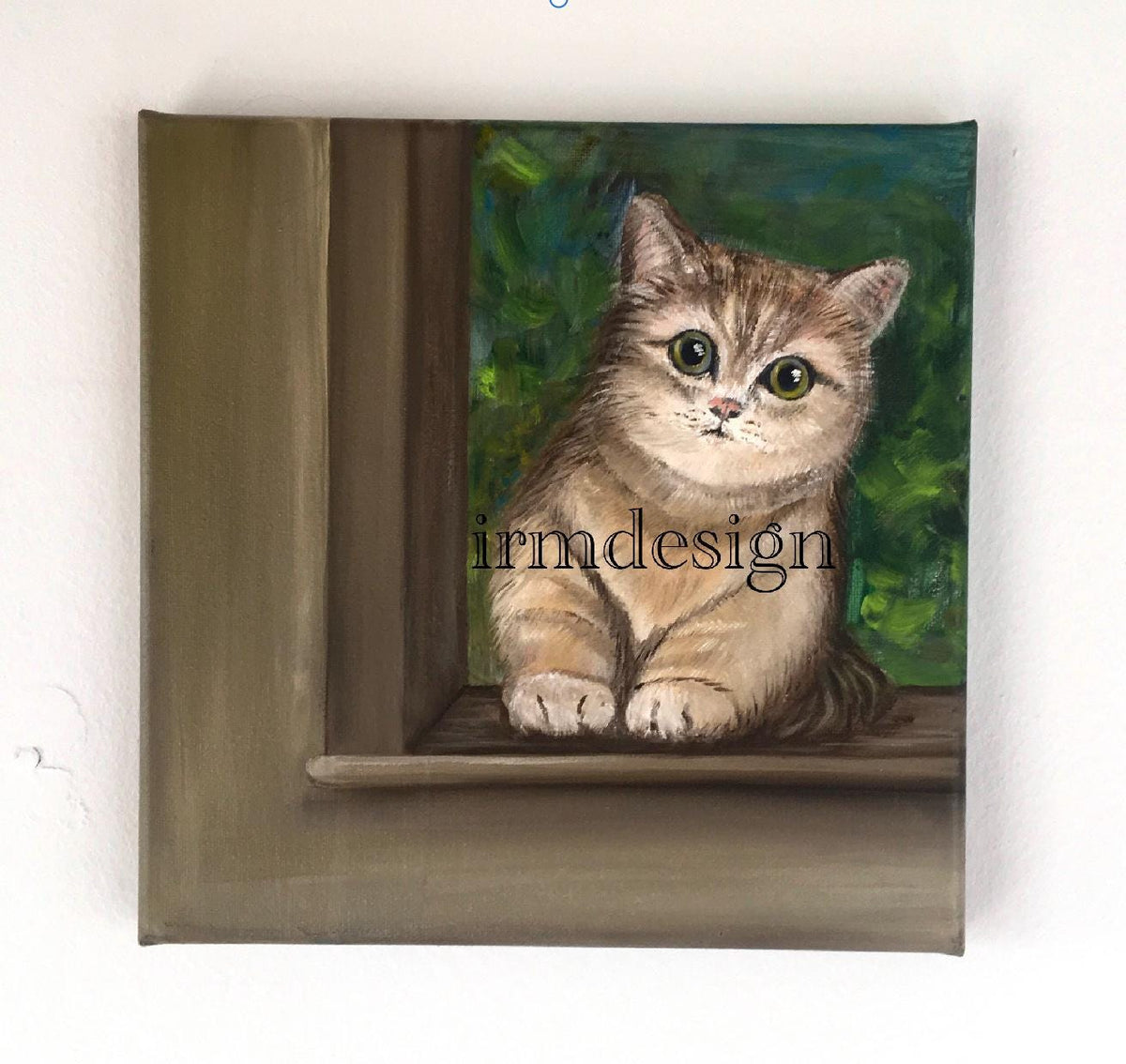 Original oil painting cat kitten art ready ooak wall hanging gift