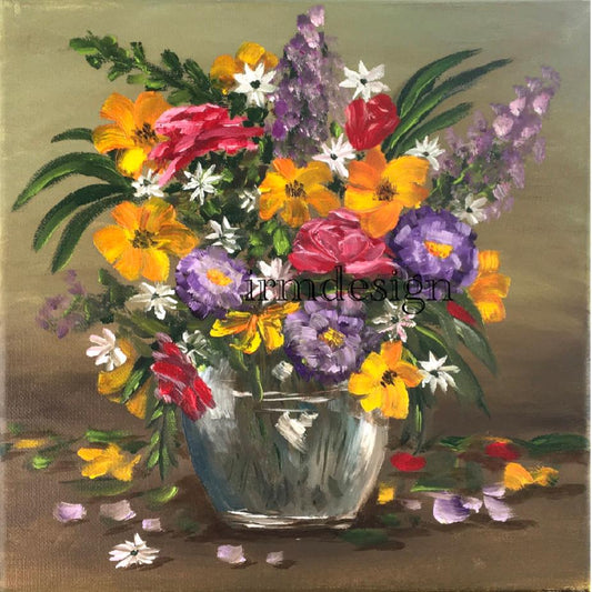 Original oil painting flowers vase art ready ooak wall hanging gift