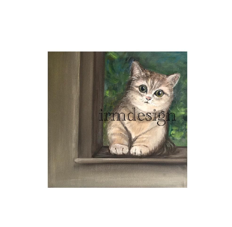 Original oil painting cat kitten art ready ooak wall hanging gift