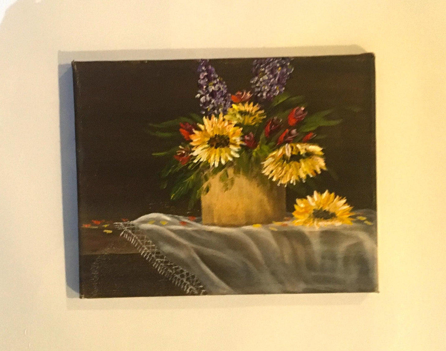8x10 inches Original oil painting art sun flowers wall hanging