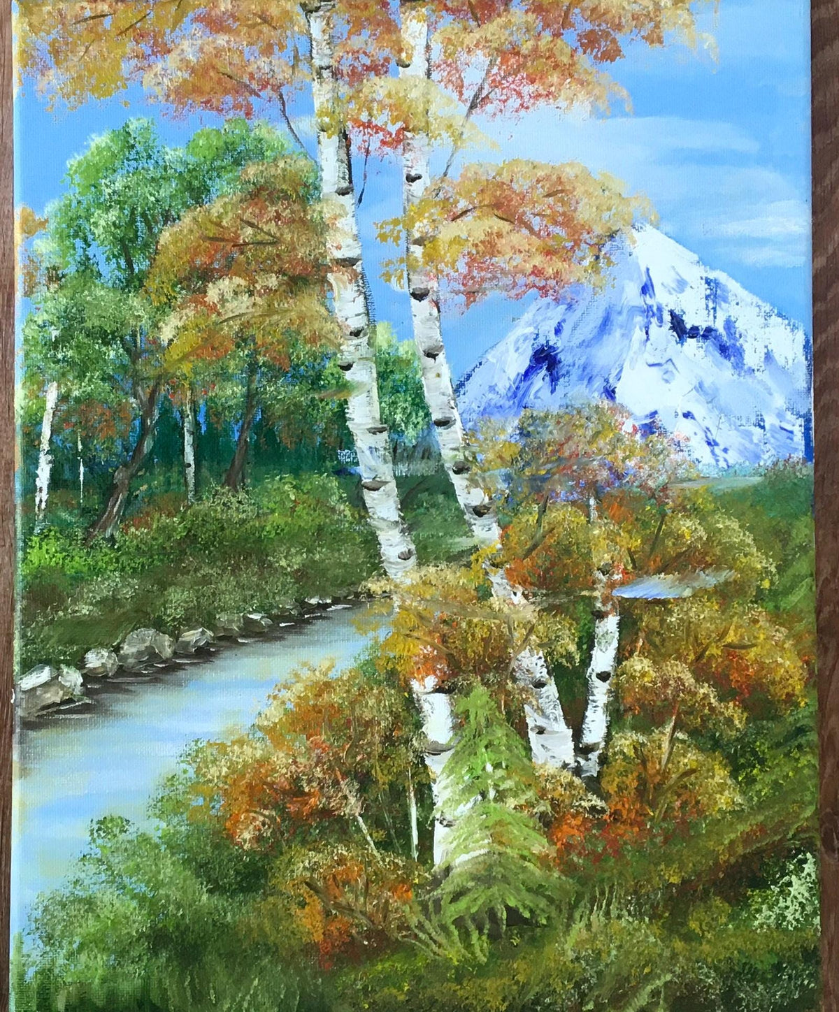 Original oil painting landscape outdoor trees mountain art ready ooak wall hanging
