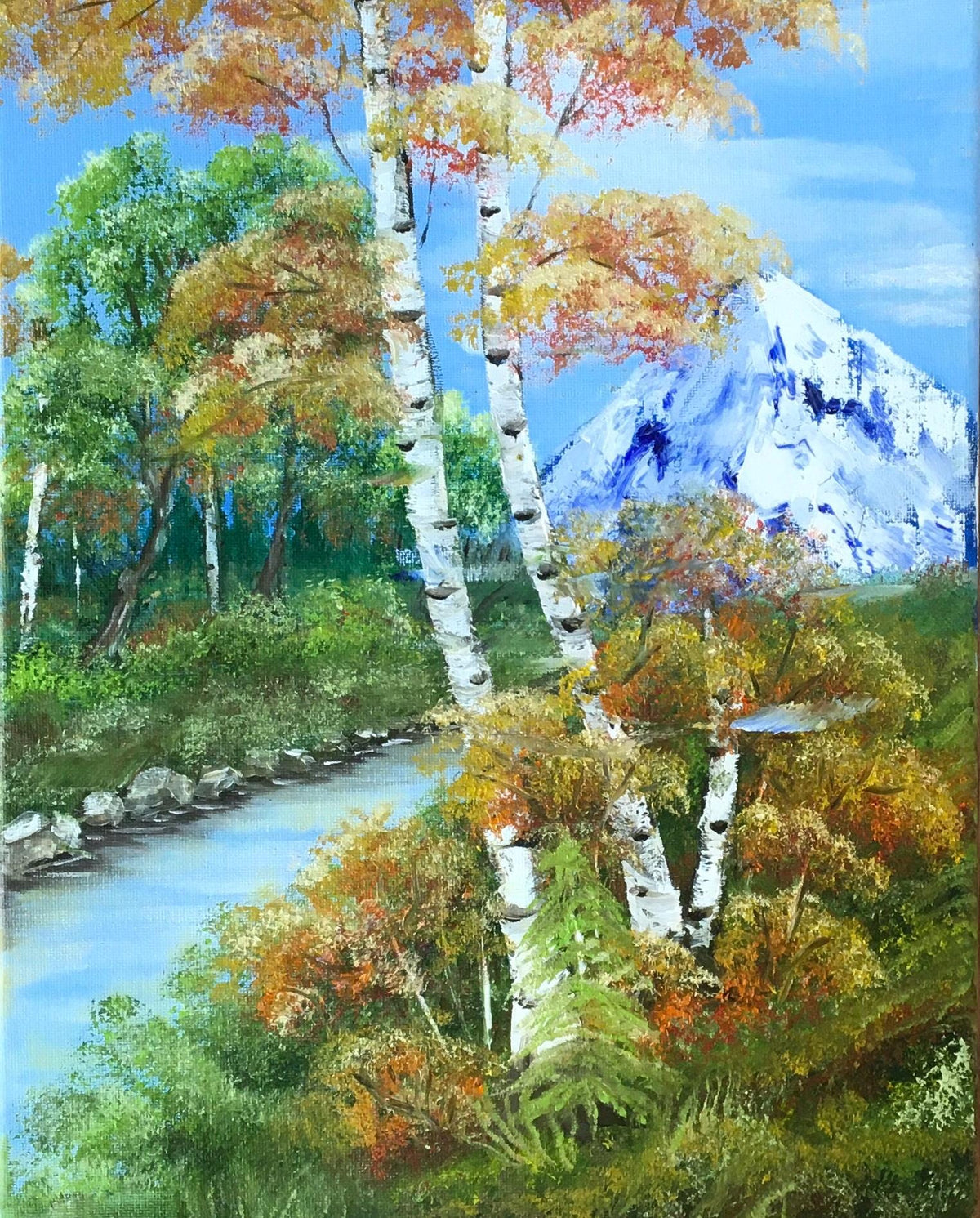 Original oil painting landscape outdoor trees mountain art ready ooak wall hanging