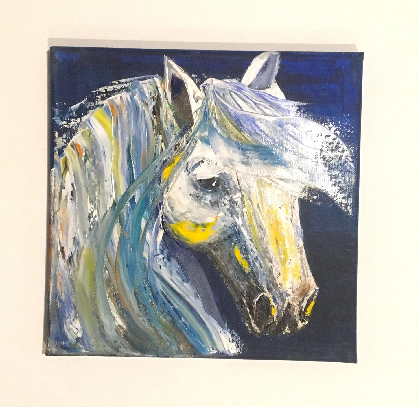 Horse 10x10 Original oil painting art ready ooak wall hanging gift