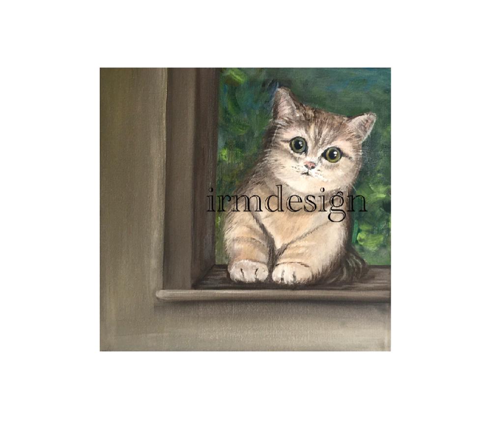 Original oil painting cat kitten art ready ooak wall hanging gift