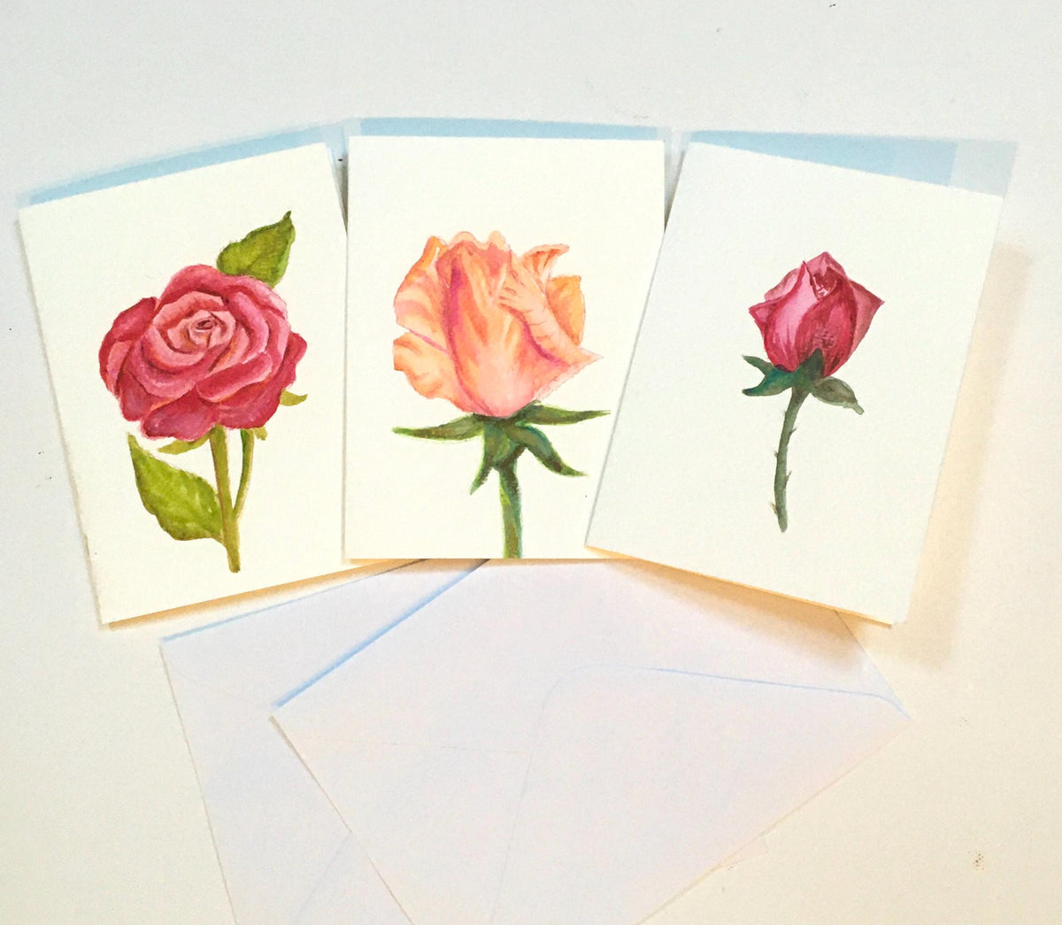 Free shipping Original painting watercolor art flowers roses greeting cards (not print)