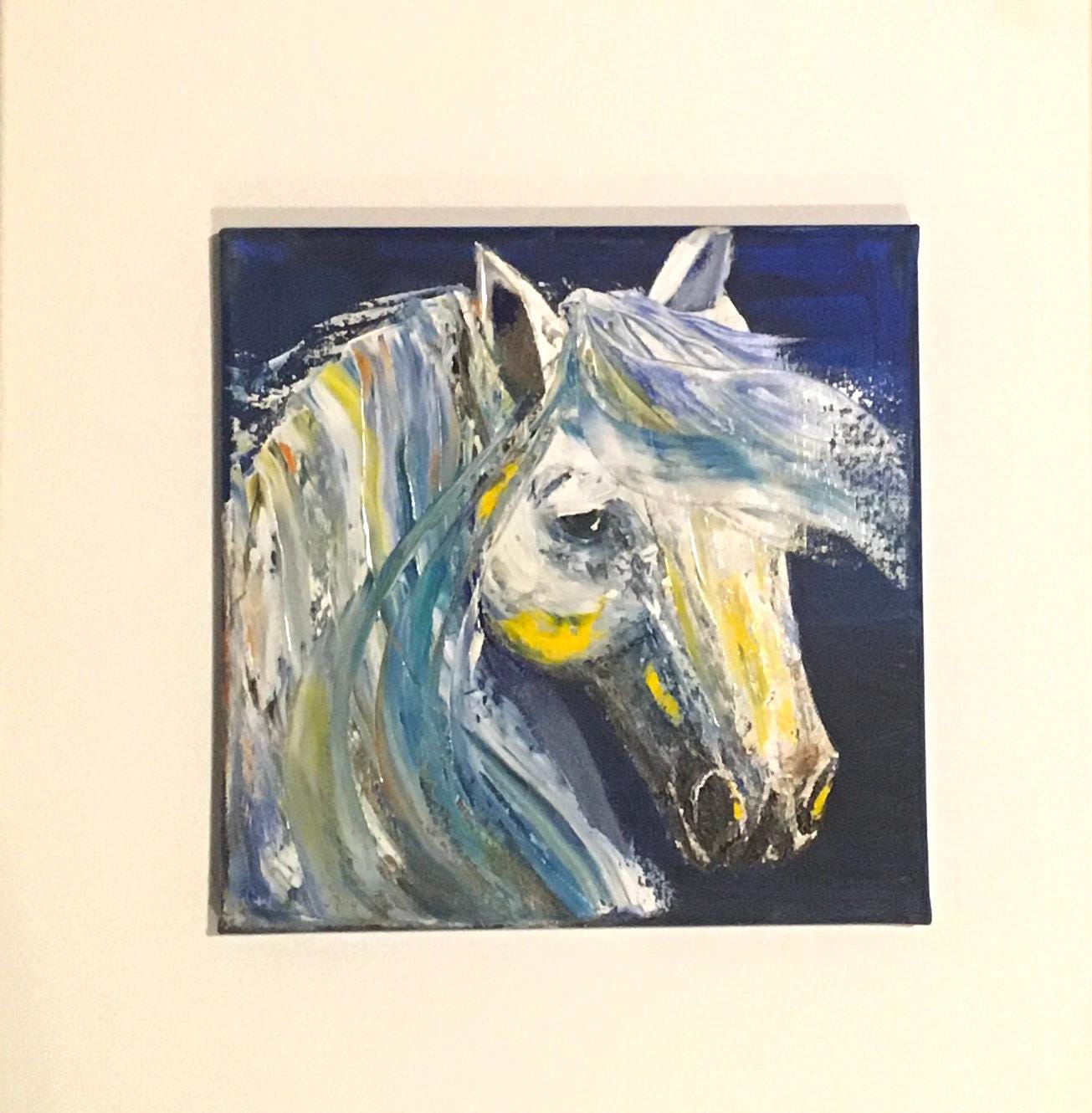 Horse 10x10 Original oil painting art ready ooak wall hanging gift