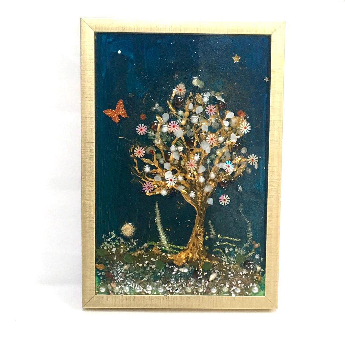 Tree Original painting 3D glass resin art ooak collectable gift