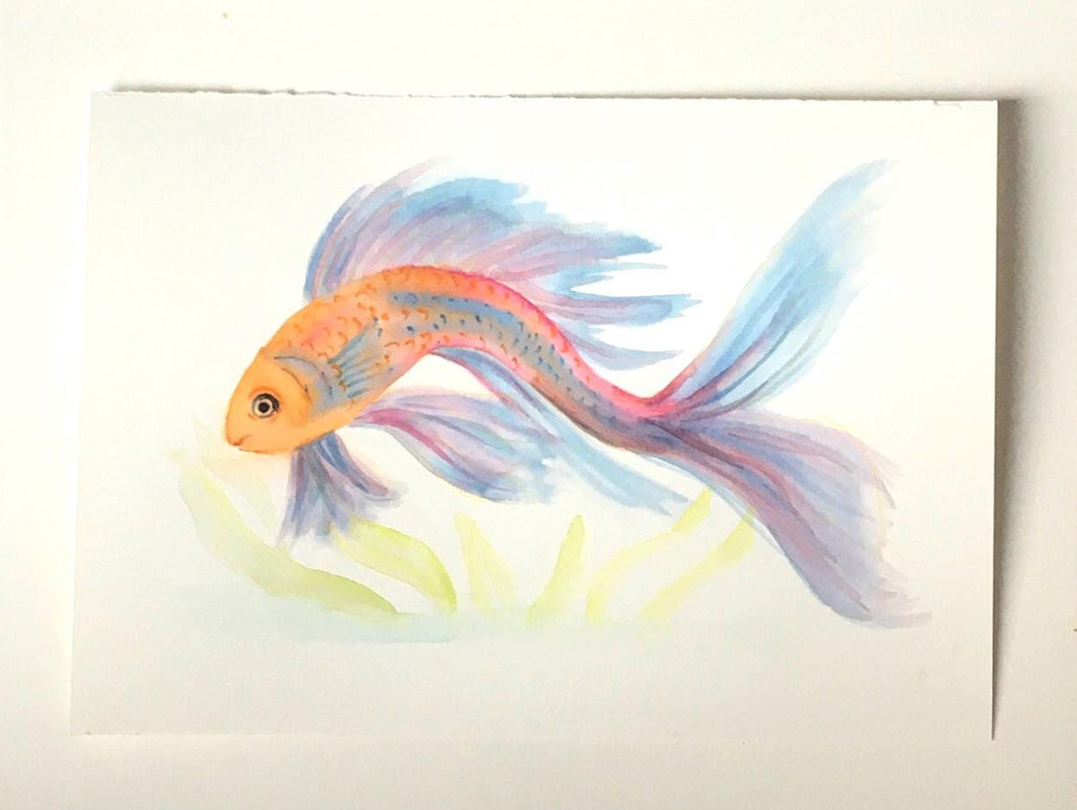 Fish 7x10 inches Original painting watercolor art (not print)