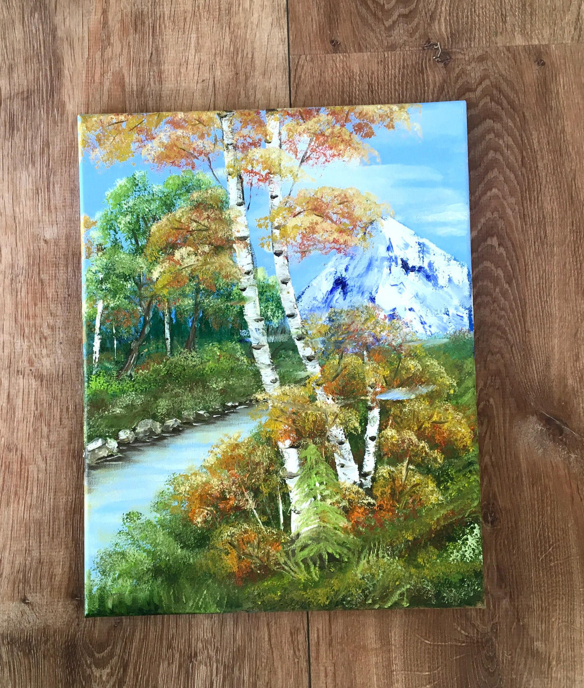 Original oil painting landscape outdoor trees mountain art ready ooak wall hanging