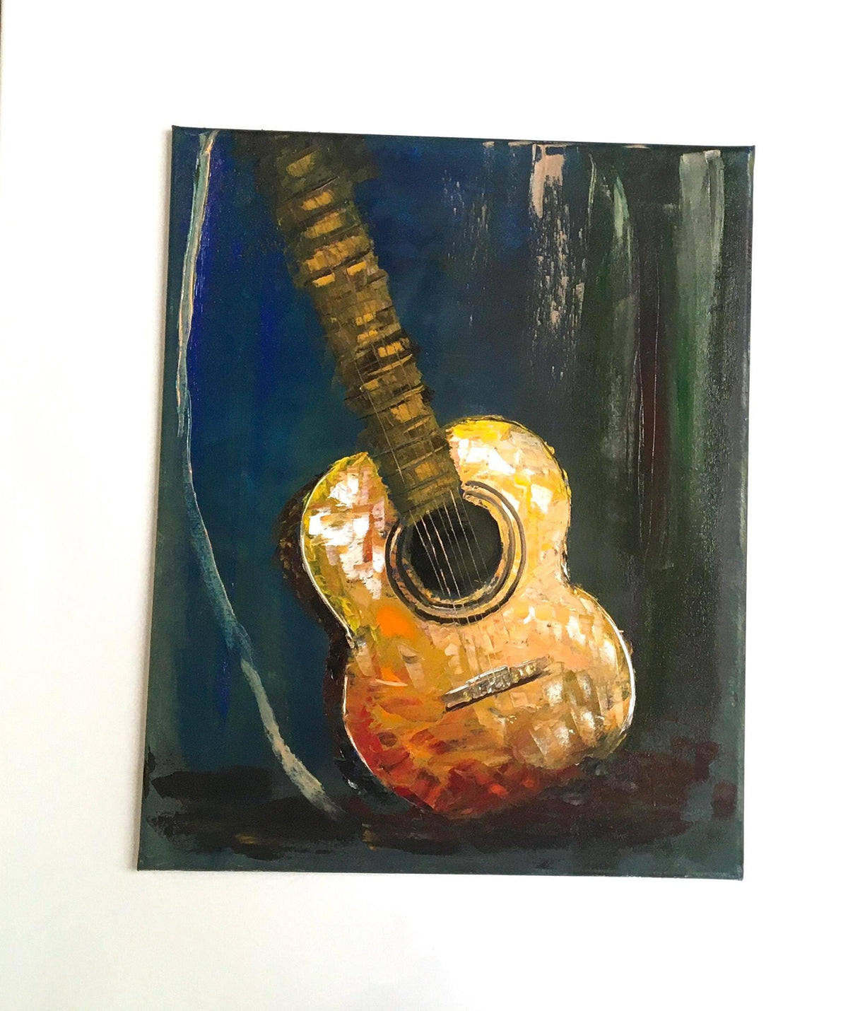 Music guitar 16x20 inches Original oil painting art wall hanging