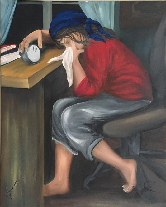 Lady sleeping portrait 28x22 inches Original oil painting art wall hanging