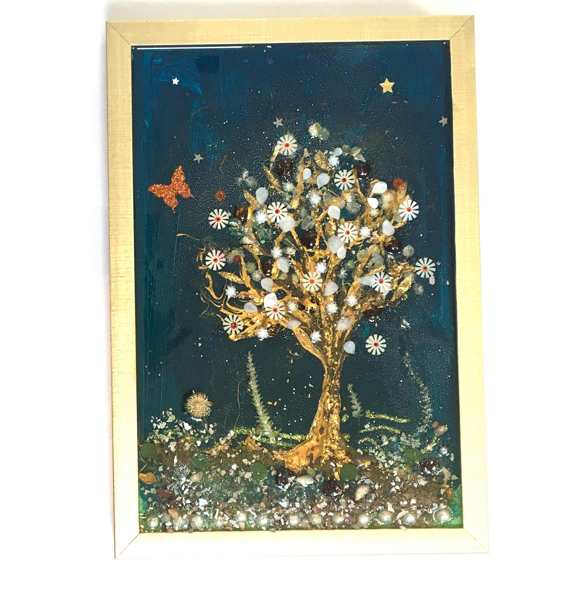 Tree Original painting 3D glass resin art ooak collectable gift