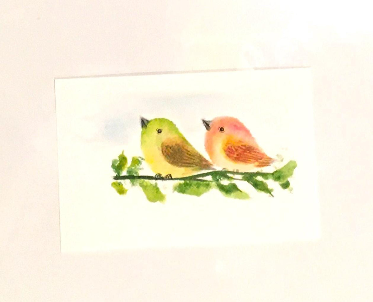 Two birds Original painting watercolor art (not print)