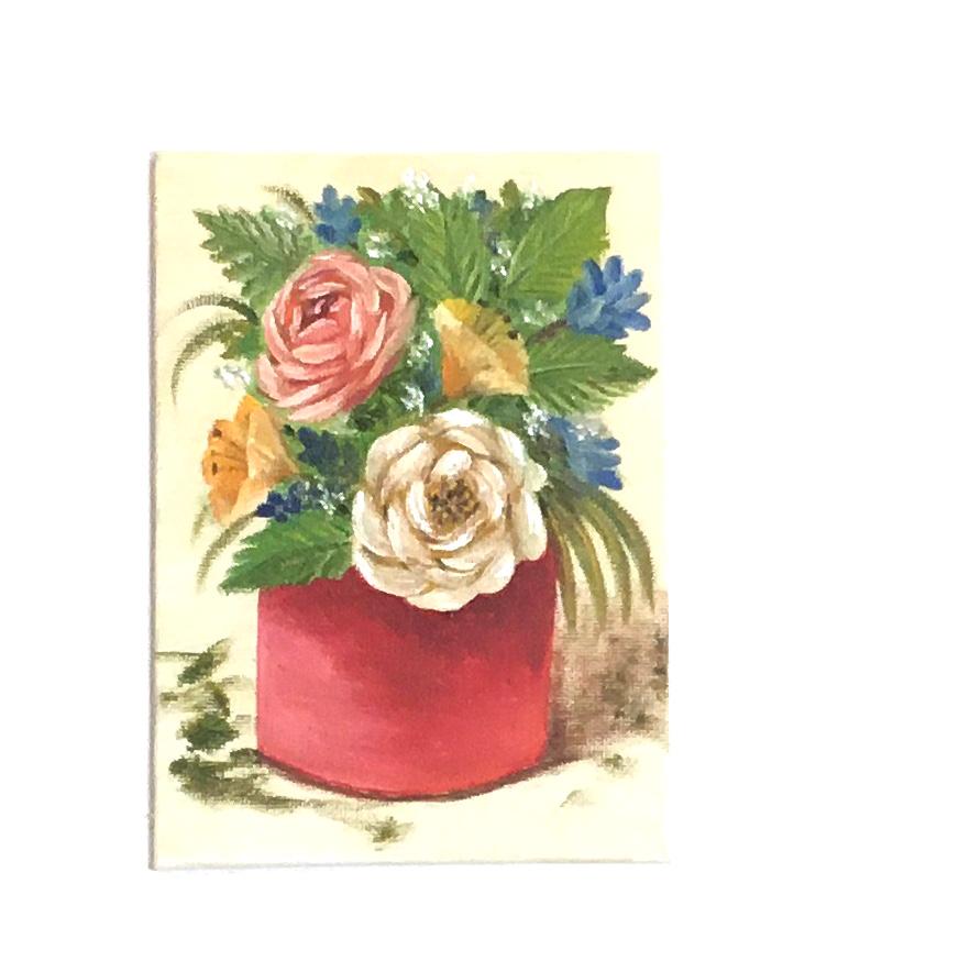 5x7 Original art still life flowers framed oil painting art wall hanging