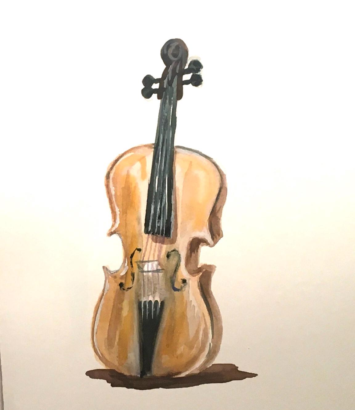 Violin 7x10 inches Original painting watercolor (not print)