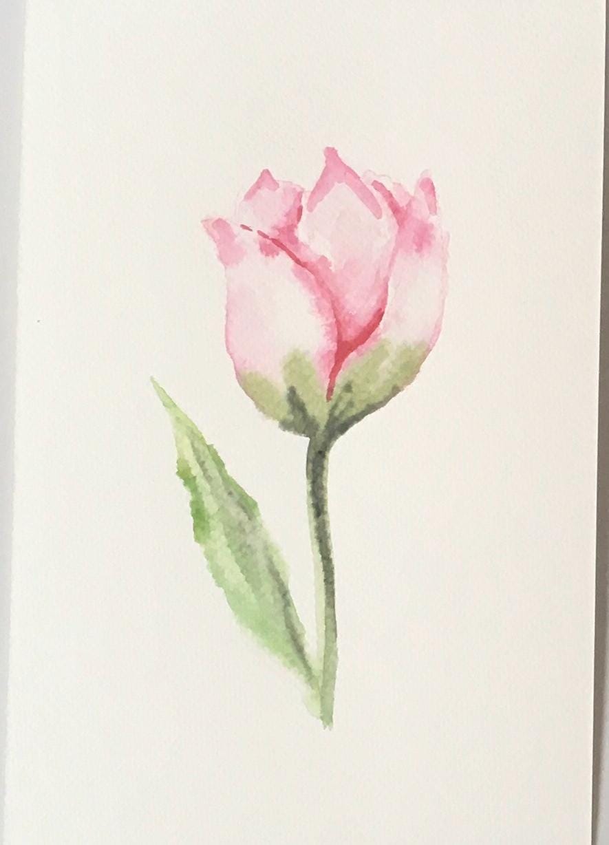 Pink flower 6x9 inches Original painting watercolor art (not print)