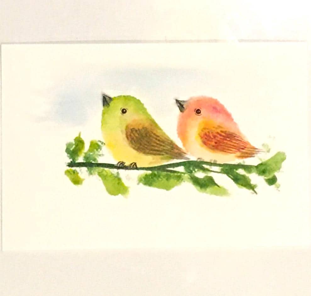 Two birds Original painting watercolor art (not print)
