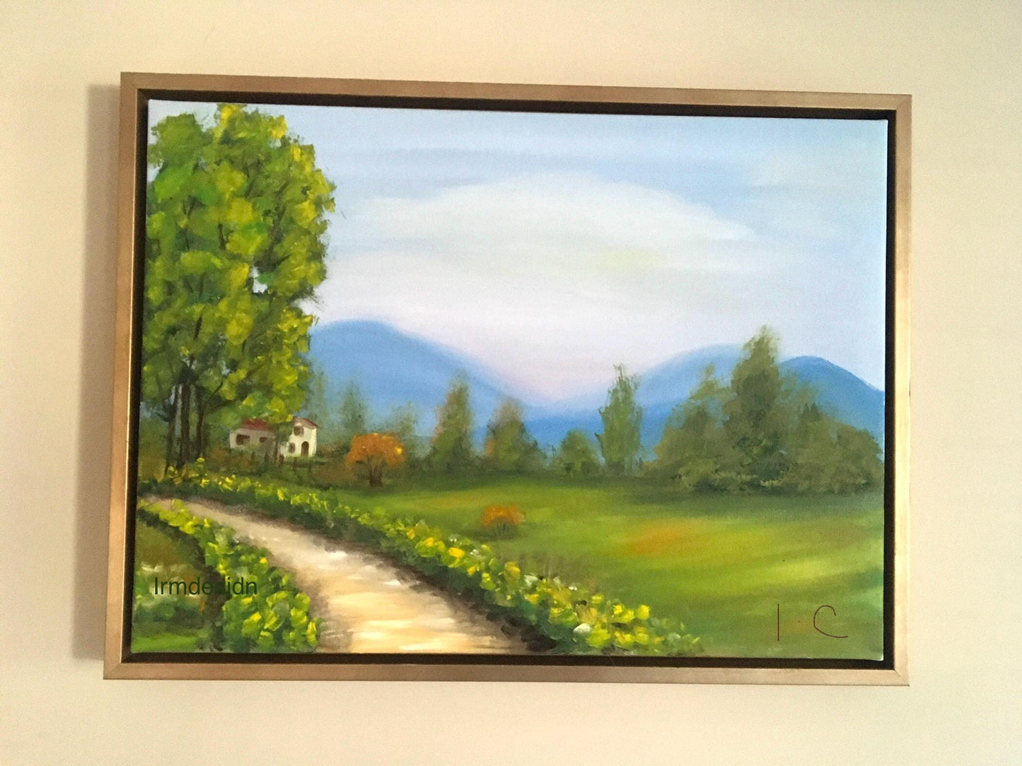 Framed Landscape outdoor 24 x 18 inches Original oil painting art wall hanging