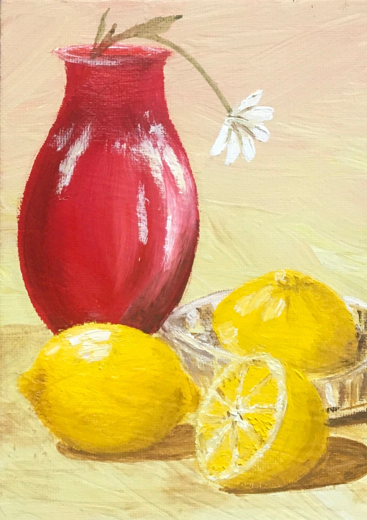 Ready to ship Original art still life lemons oil painting art wall hanging