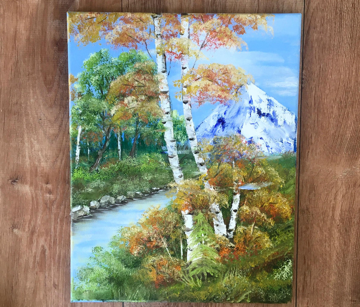Original oil painting landscape outdoor trees mountain art ready ooak wall hanging