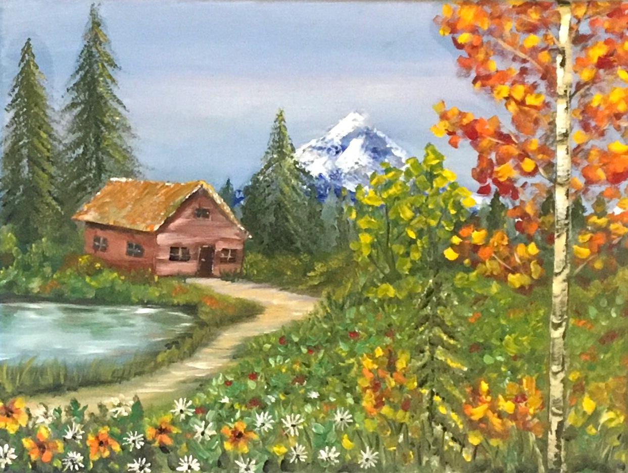 Landscape outdoor day 16x12 inches Original oil painting art wall hanging