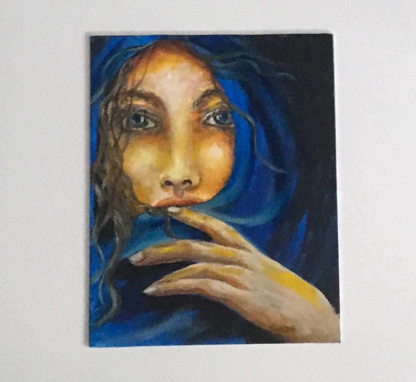Girl portrait 8x10 inches Original oil painting still life art wall hanging