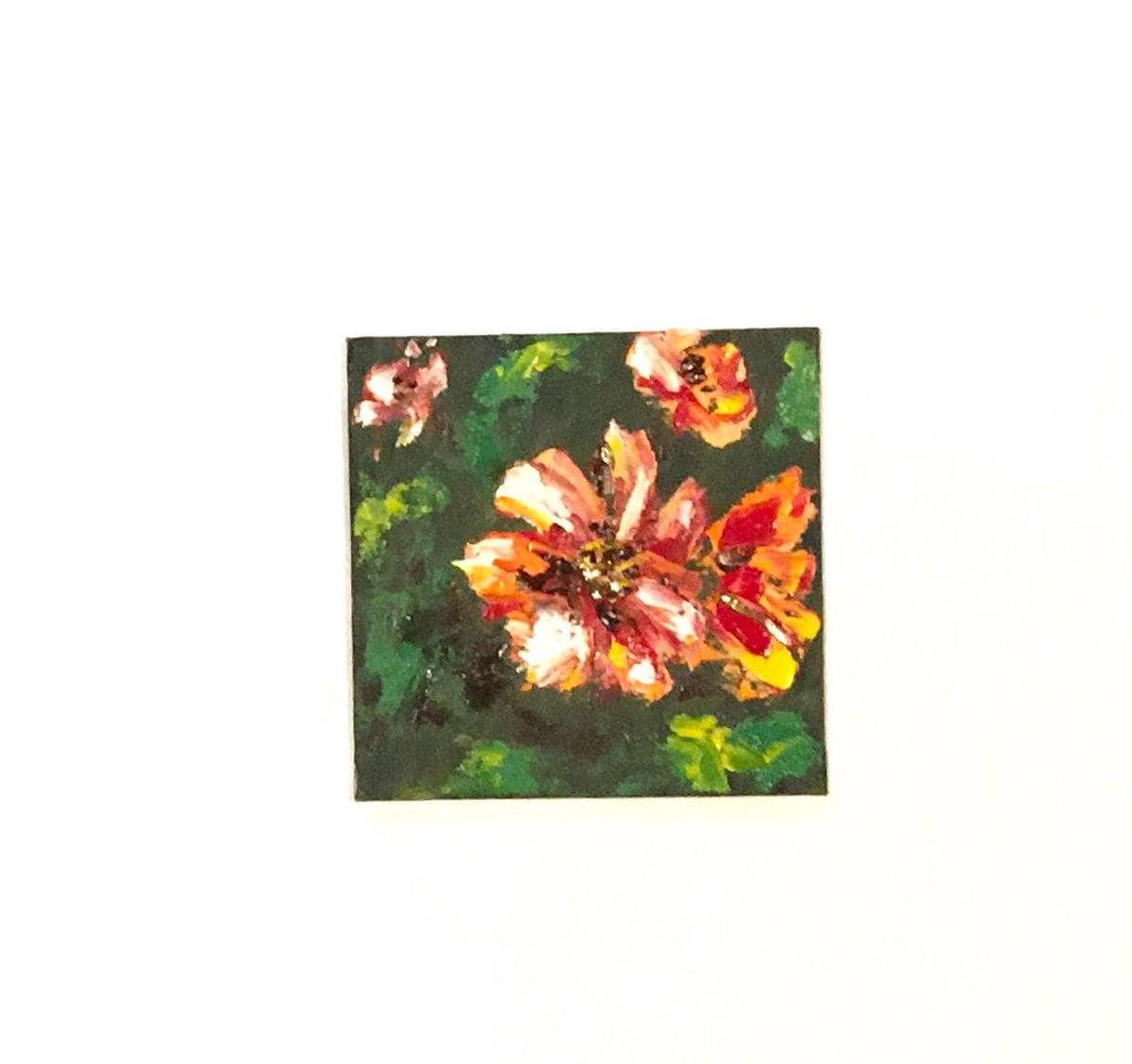 Flowers abstract 4x4 inches oil painting small canvas board art