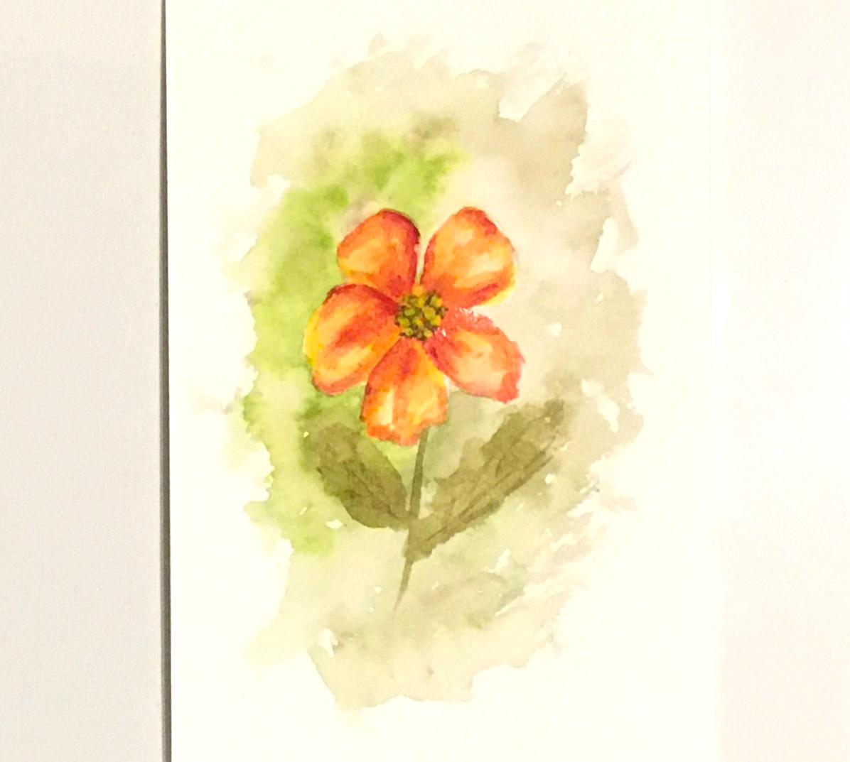 Red flower 9x6 inches Original painting watercolor art flowers (not print)