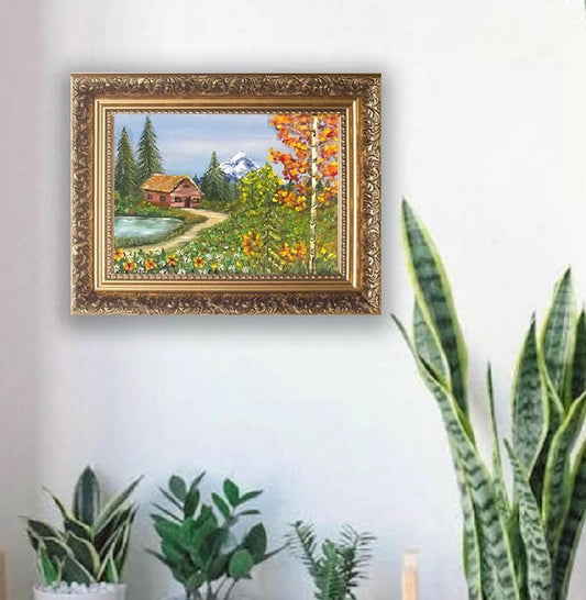 Landscape outdoor day 16x12 inches Original oil painting art wall hanging