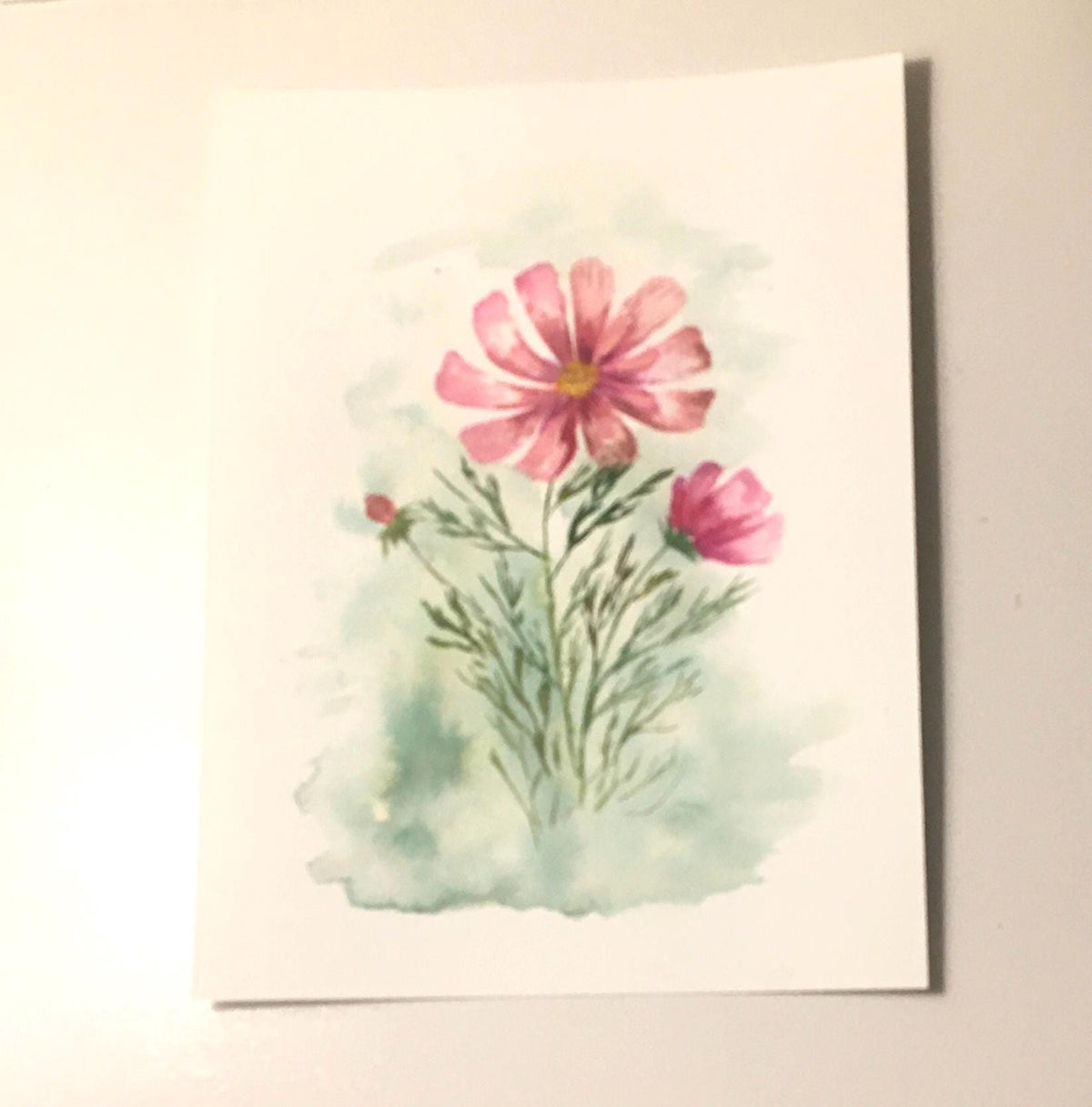 Free shipping Original painting watercolor art pink flower (not print)