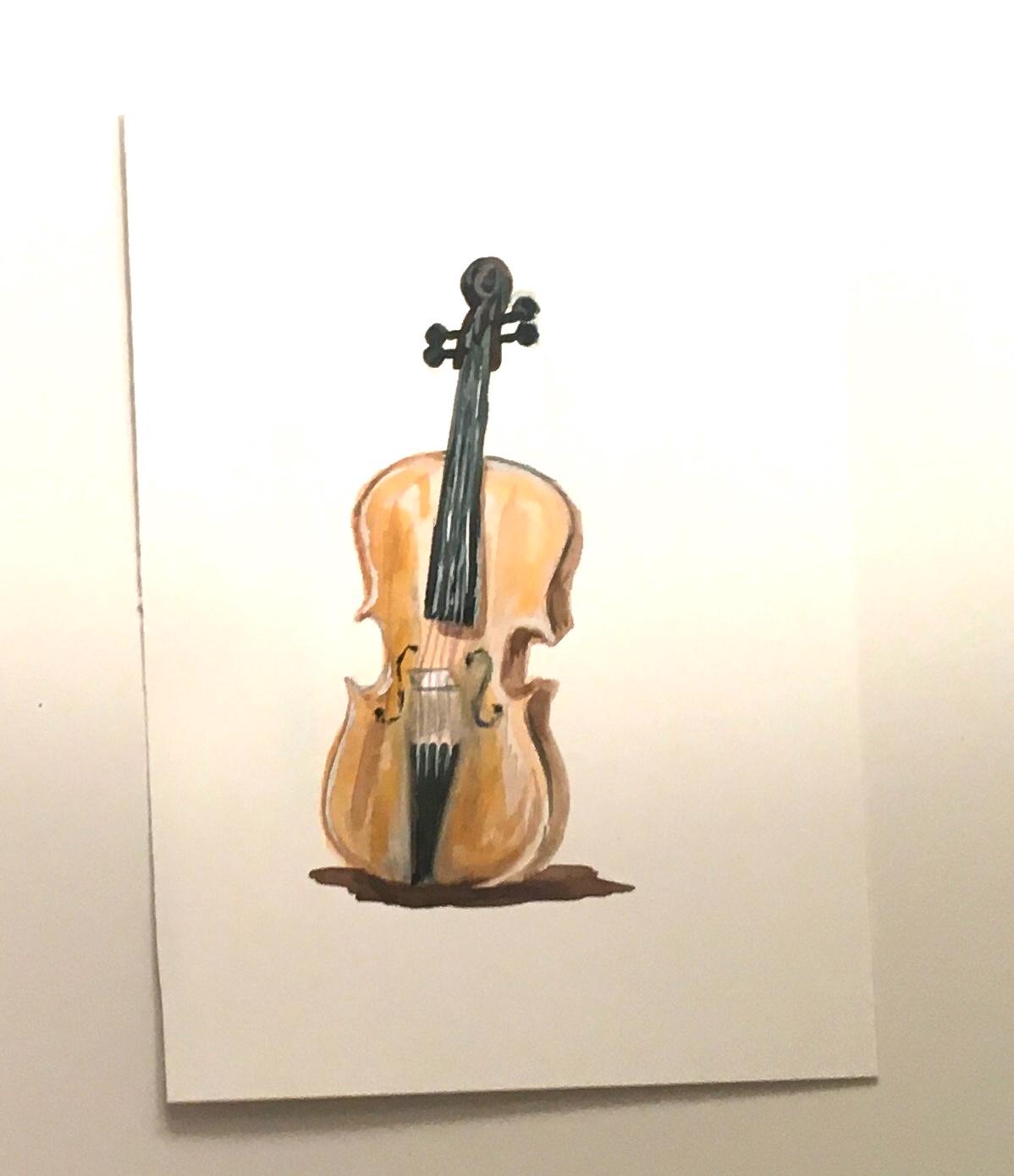 Violin 7x10 inches Original painting watercolor (not print)