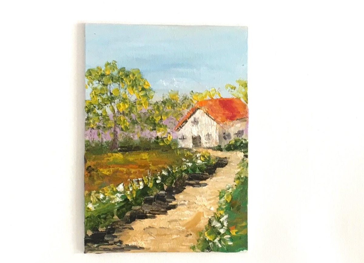Landscape Original 5x7 inches oil painting small canvas board art