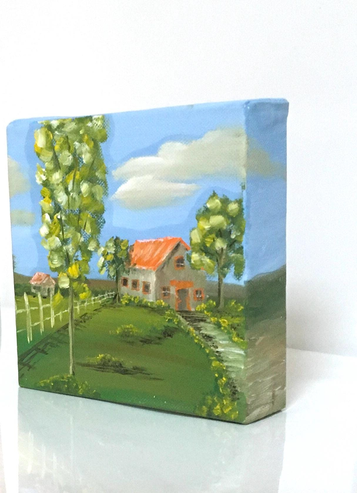 Landscape 6x6 inches Original oil painting art wall hanging